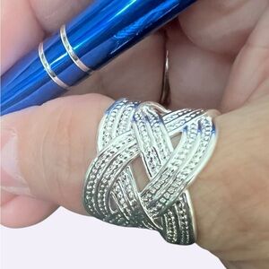 Silver .925 Braided Open Cuff Ring size 7.5